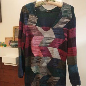 Nic + Zoe Designer Tunic V-Neck Sweater, Sz PM